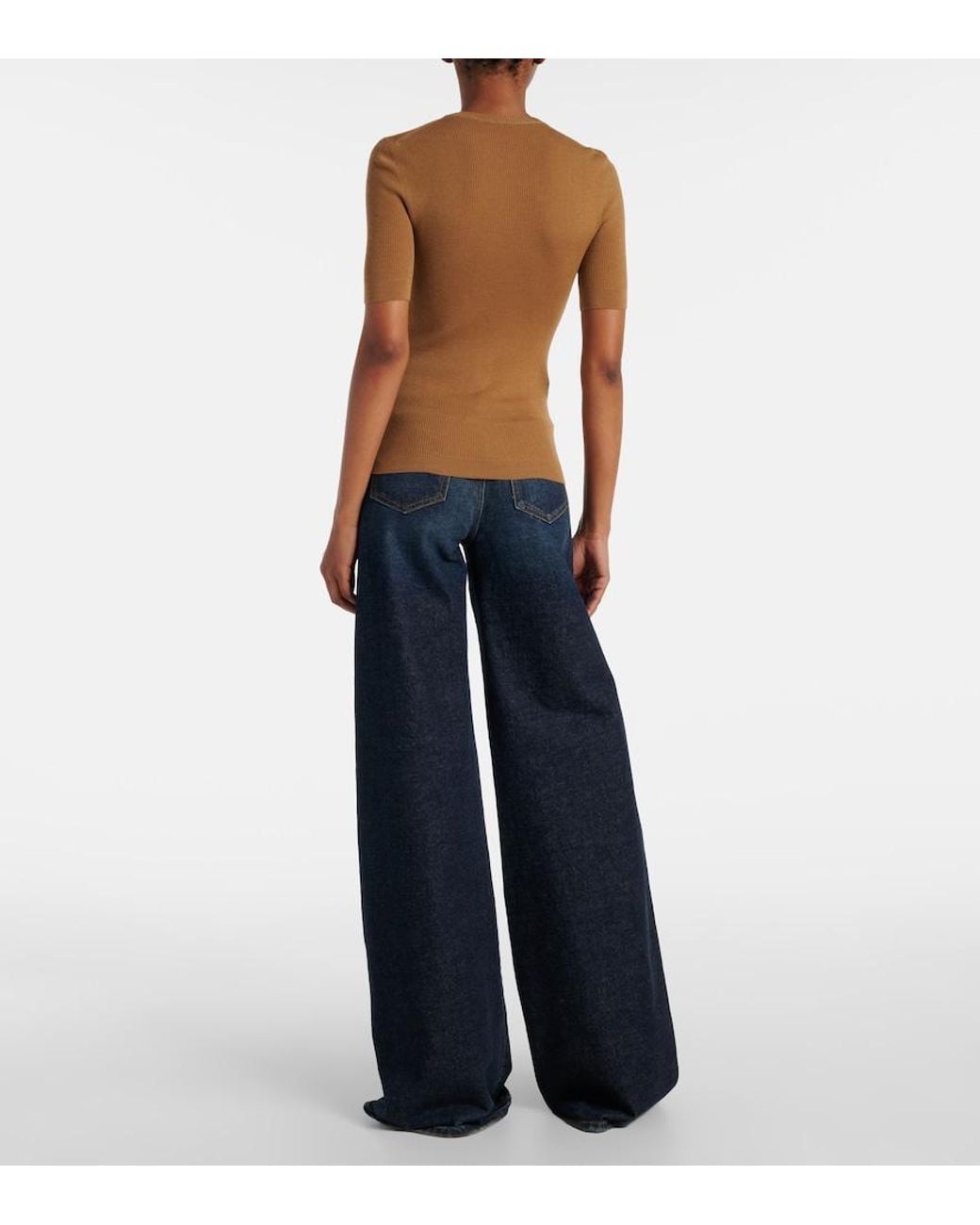 Khaite Brown Celina Ribbed-Knit Wool-Blend Top