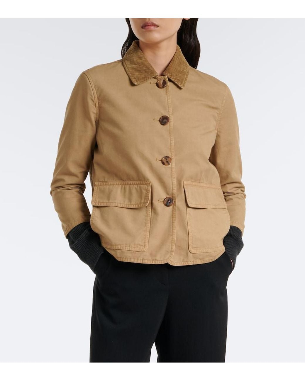 The Row Natural Benka Corduroy-Trimmed Cotton Jacket