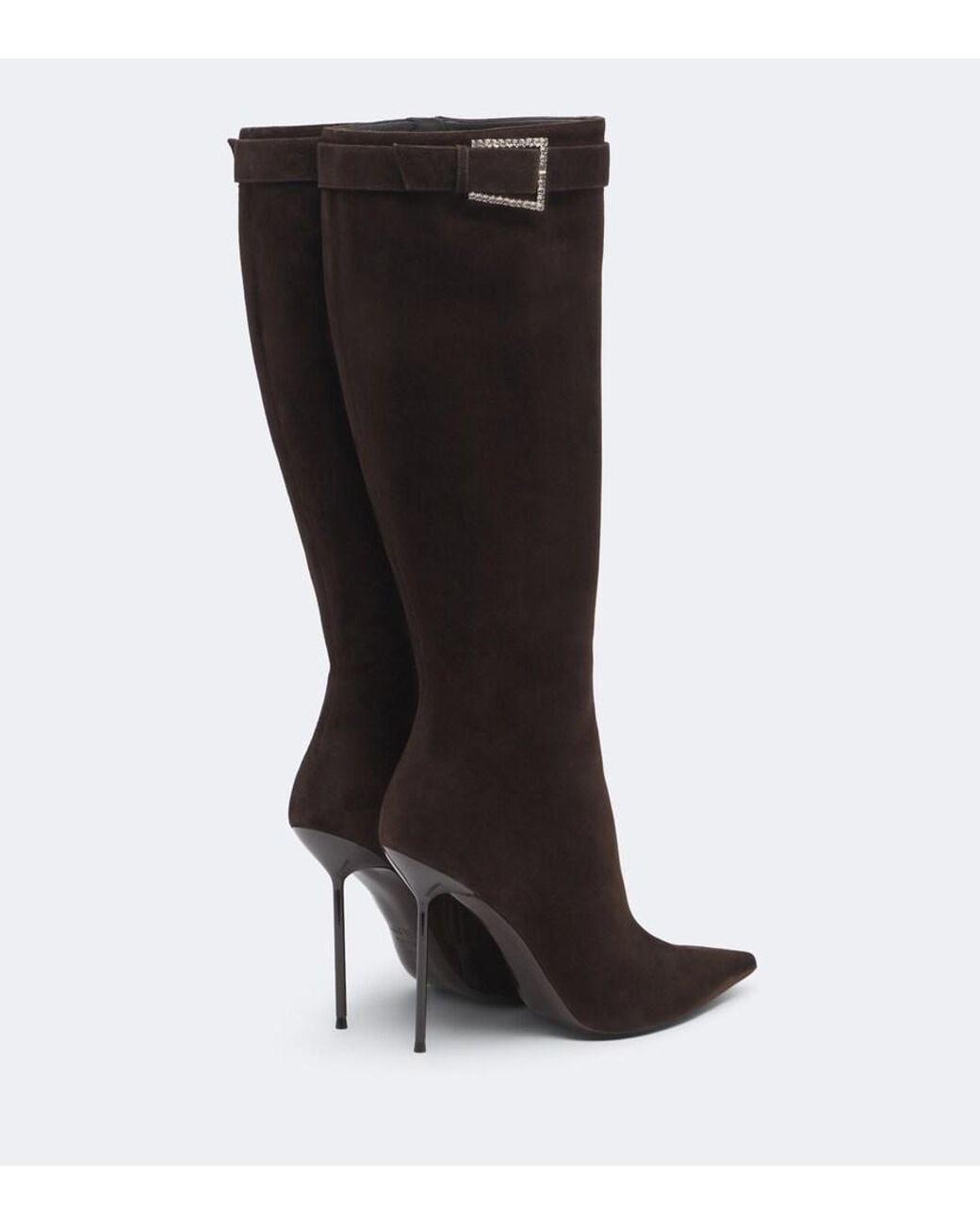 Paris Texas Black Lidia Embellished Suede Knee-High Boots