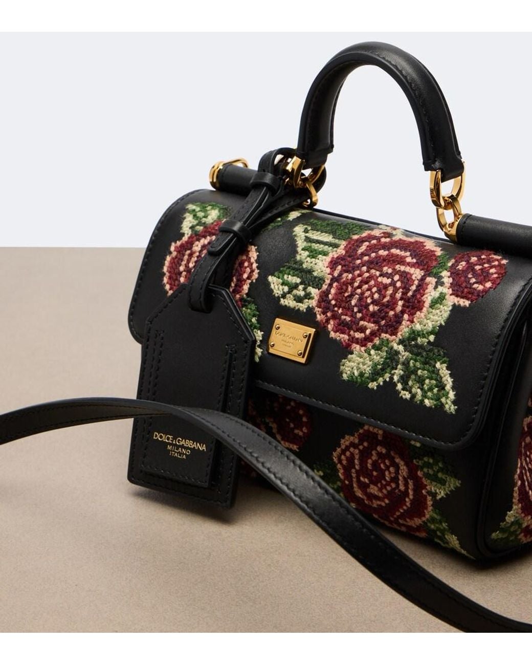 Dolce & Gabbana Black My Sicily Mini Leather Top-Handle Bag