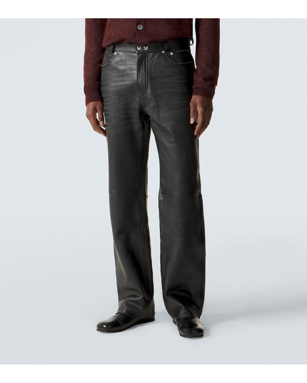 Our Legacy Gray Carlson Cut Straight Leather Pants for men
