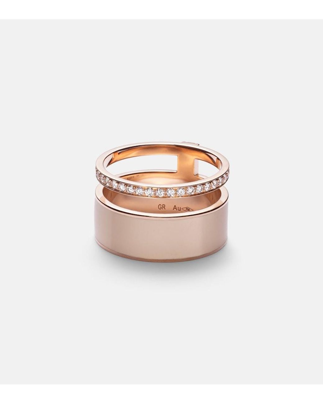 Repossi Metallic Berbere Module 18Kt Rose Ring With Diamonds