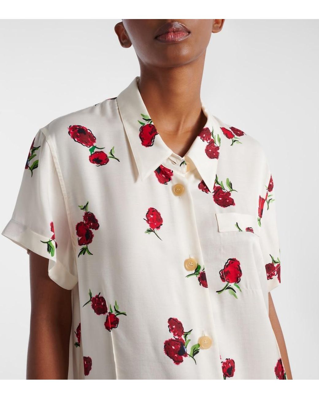 Khaite Pink Keefe Printed Twill Shirt