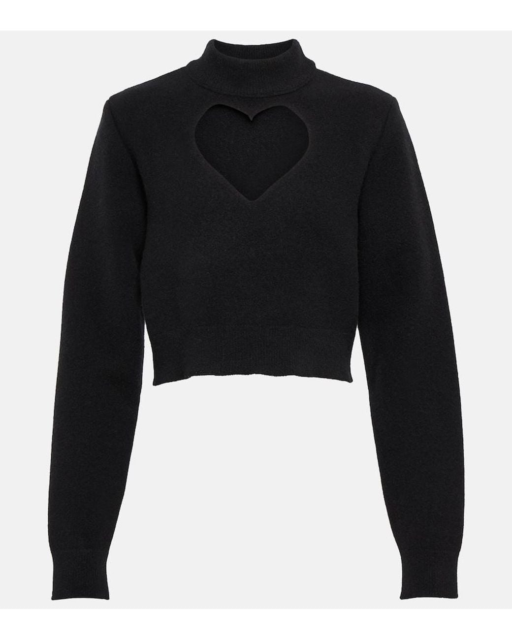 Alaïa Black Keyhole Virgin Wool Cropped Sweater