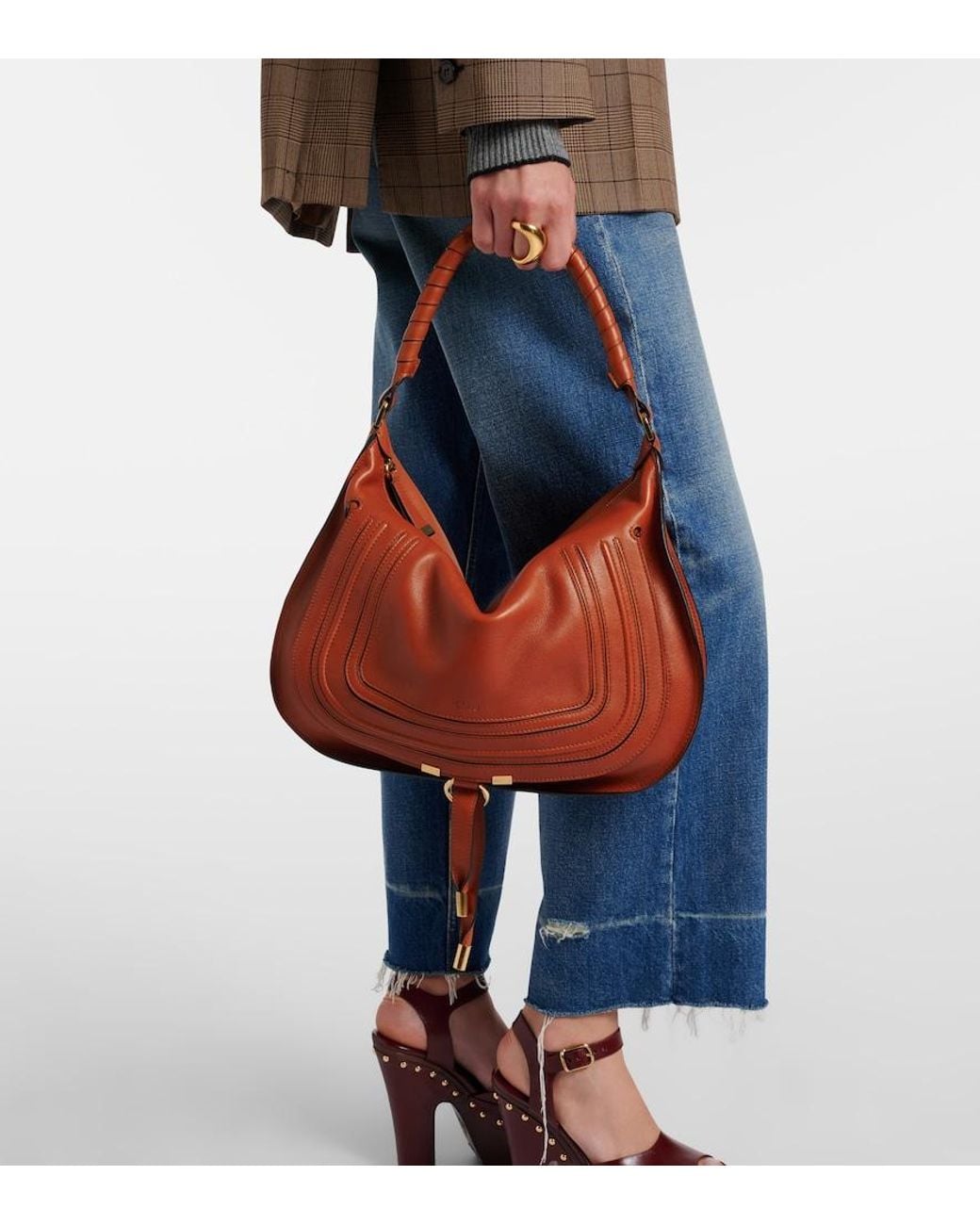 Chloé Red Marcie Medium Leather Shoulder Bag