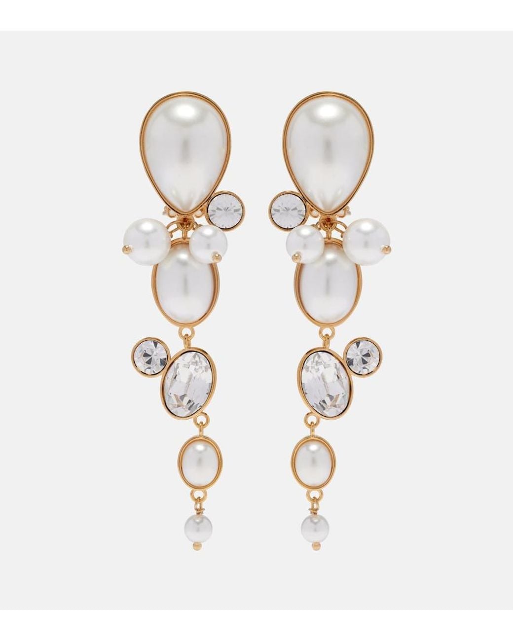 Oscar de la Renta Metallic Embellished Clip-On Earrings
