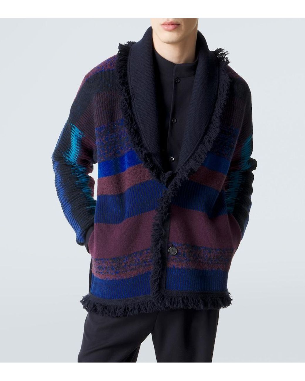 Giorgio Armani Blue X Alanui Cashmere-Blend Cardigan for men