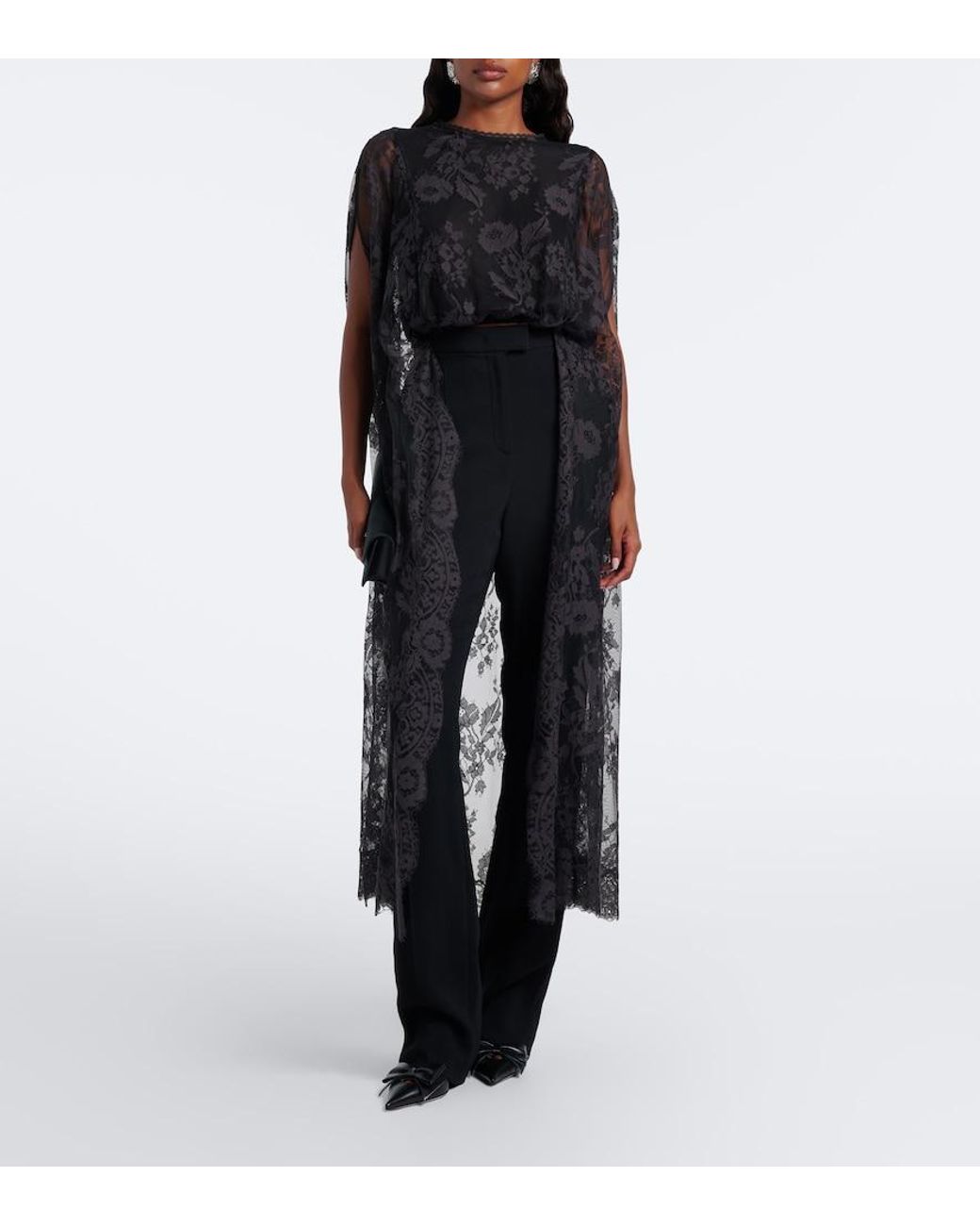 Zimmermann Black Valiant Caped Lace Top