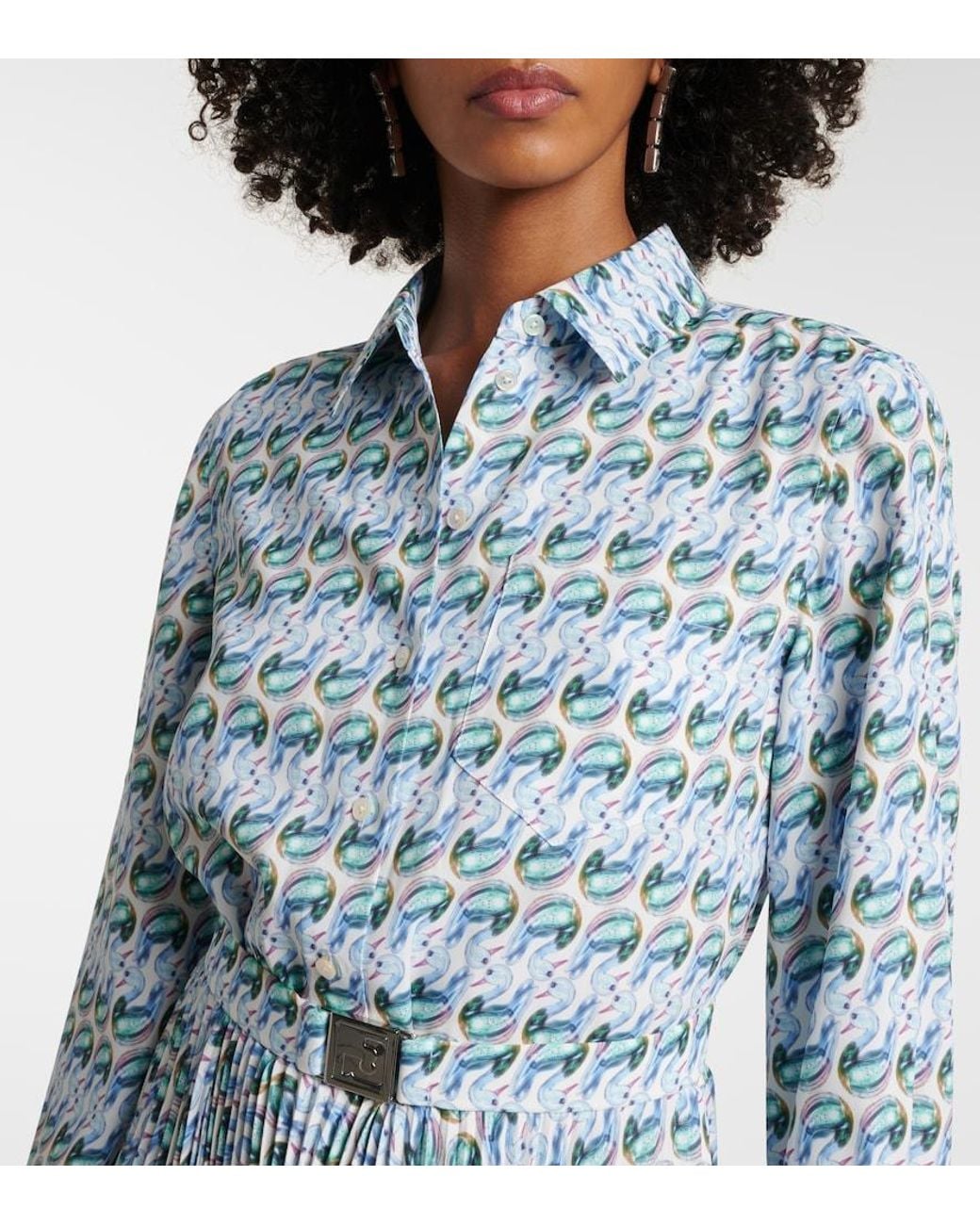 Tory Burch Blue Graphic Print Shirt Dress