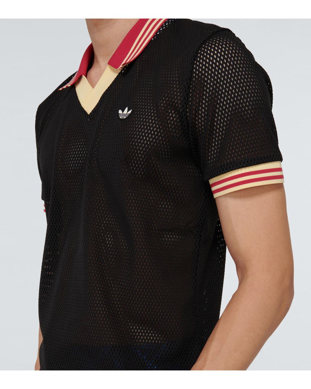 adidas X Wales Bonner Mesh Polo Shirt in Black for Men | Lyst