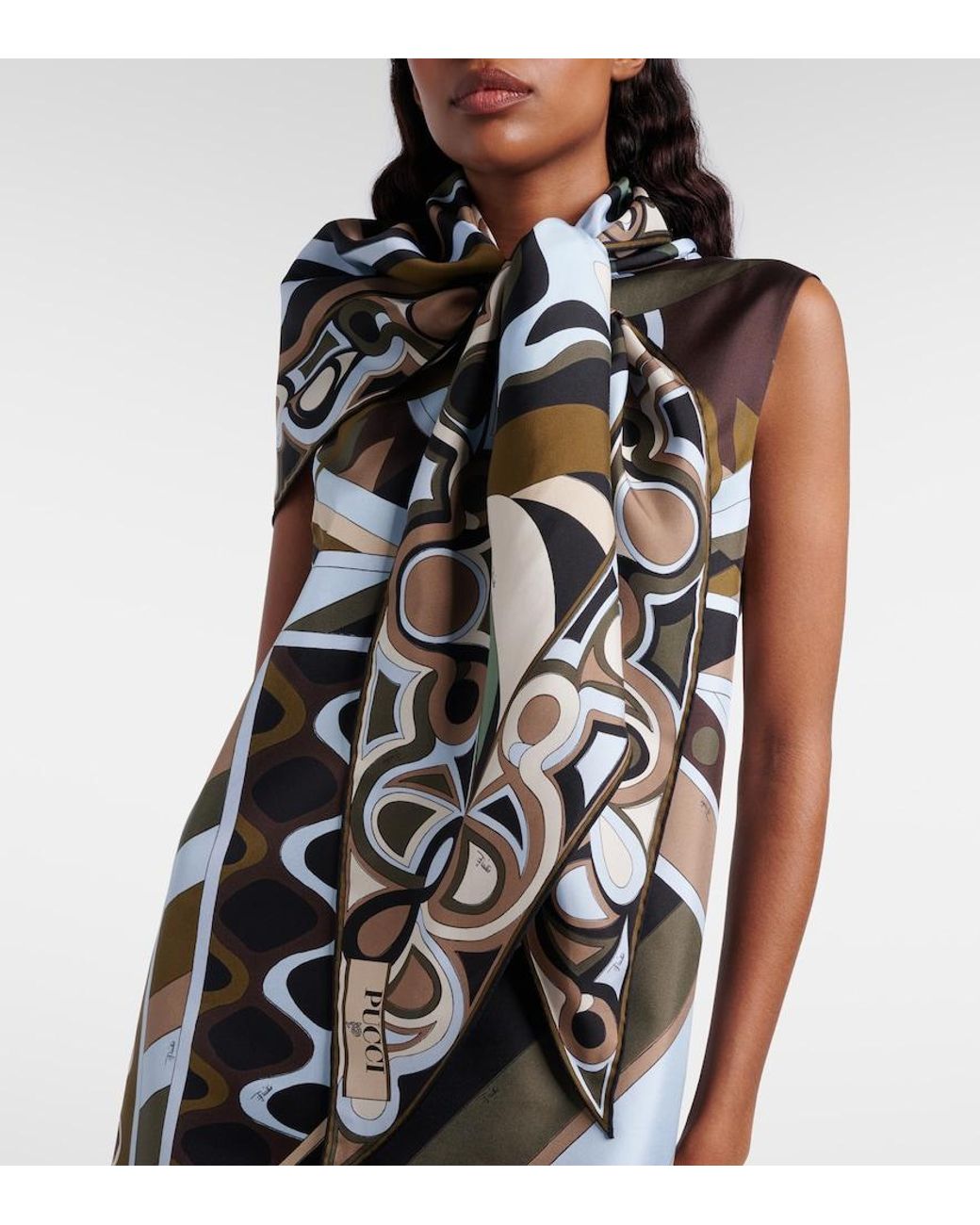 Emilio Pucci Metallic Marmo Silk Twill Scarf