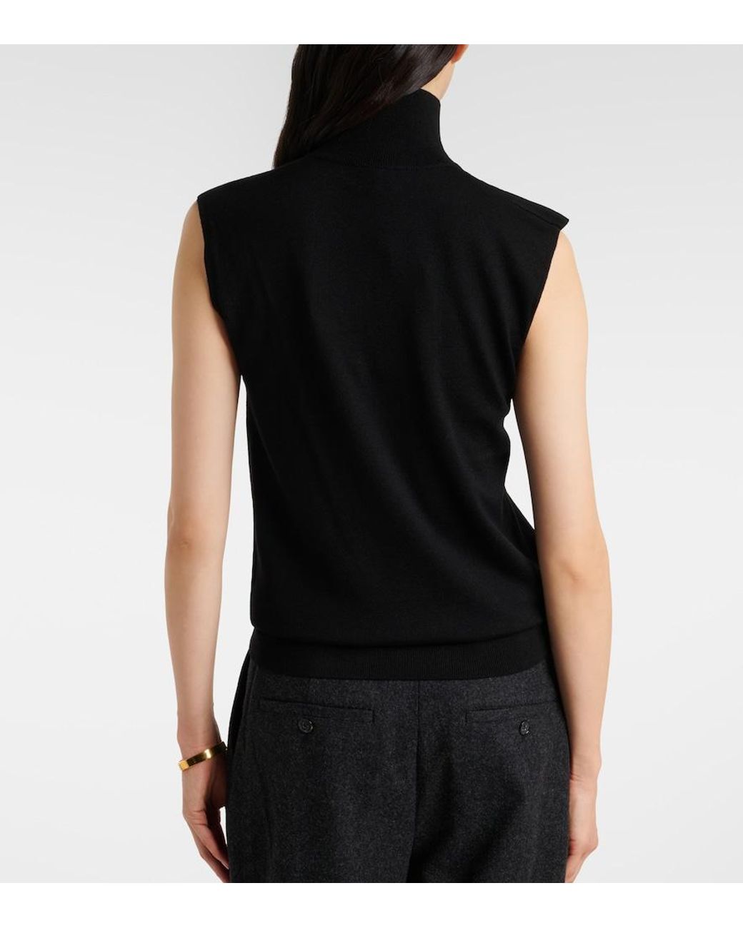 Totême Black Wool And Silk Sweater Vest