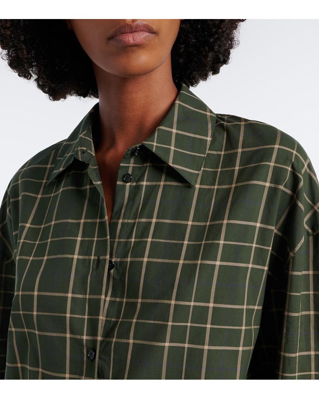 Totême Green Checked Cotton Shirt