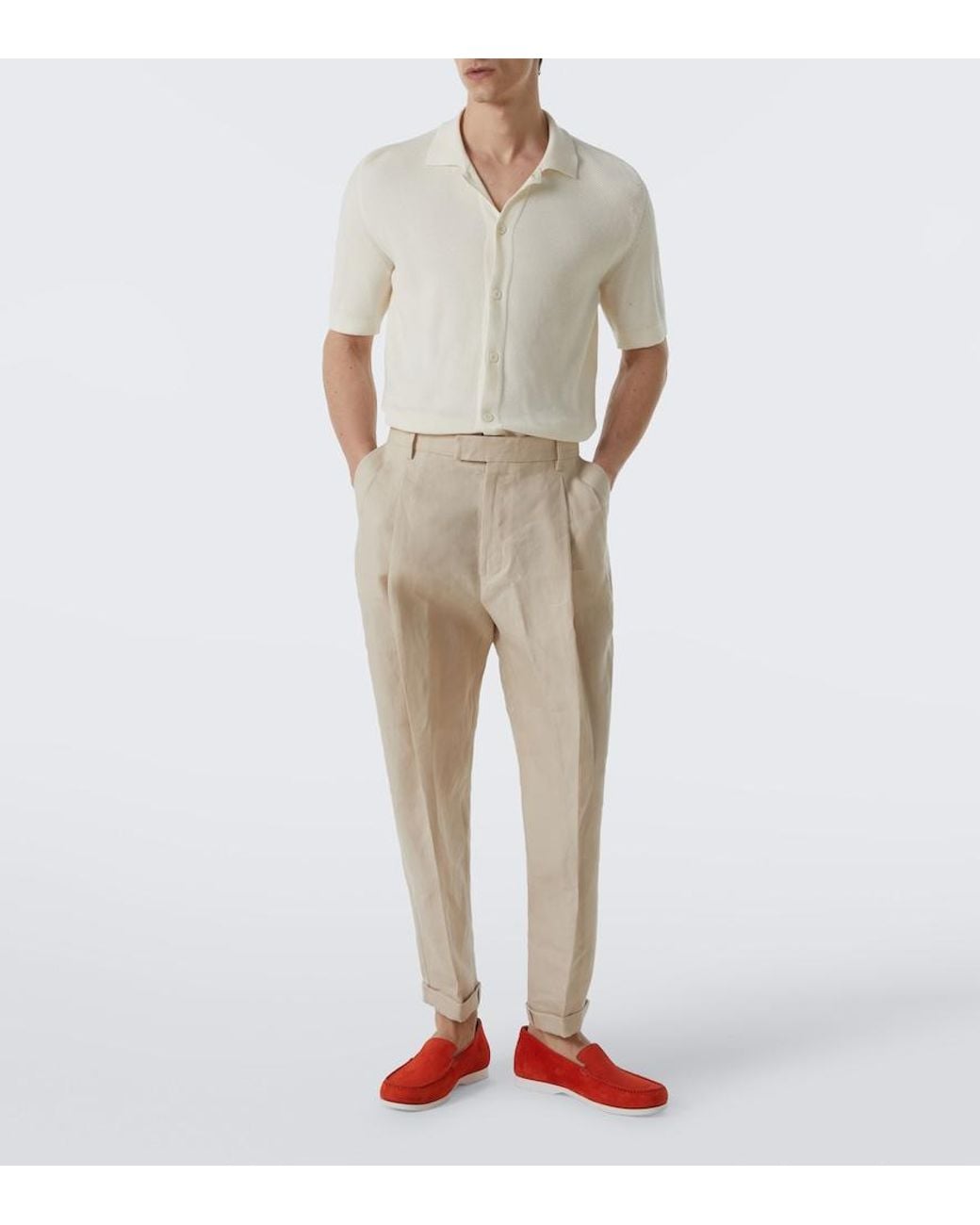 Manolo Blahnik Red Monaco Suede Loafers for men