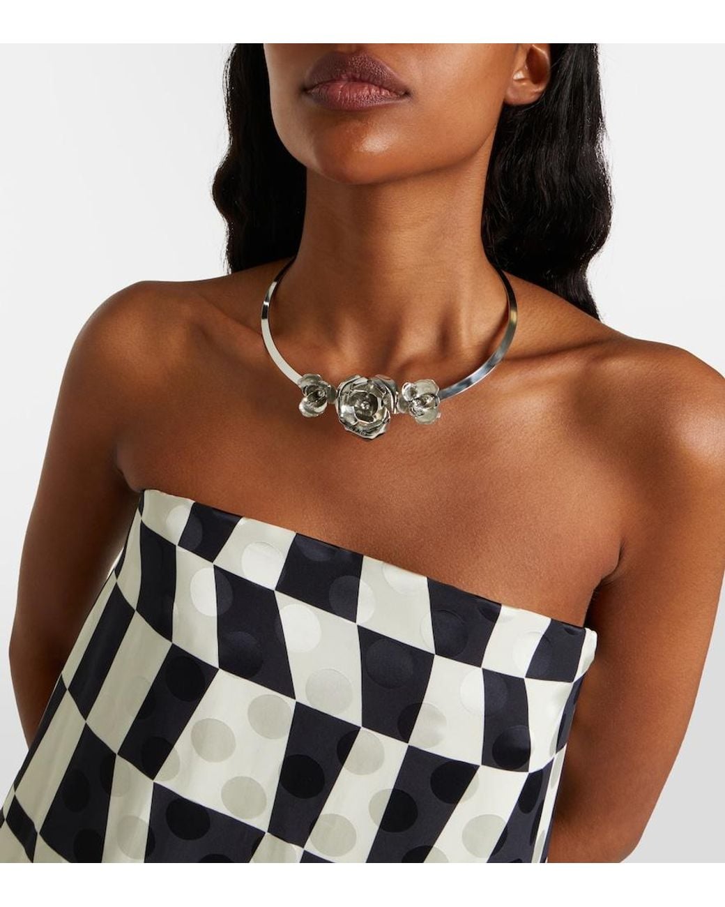 Jennifer Behr Metallic Rosalba Floral-Applique Necklace