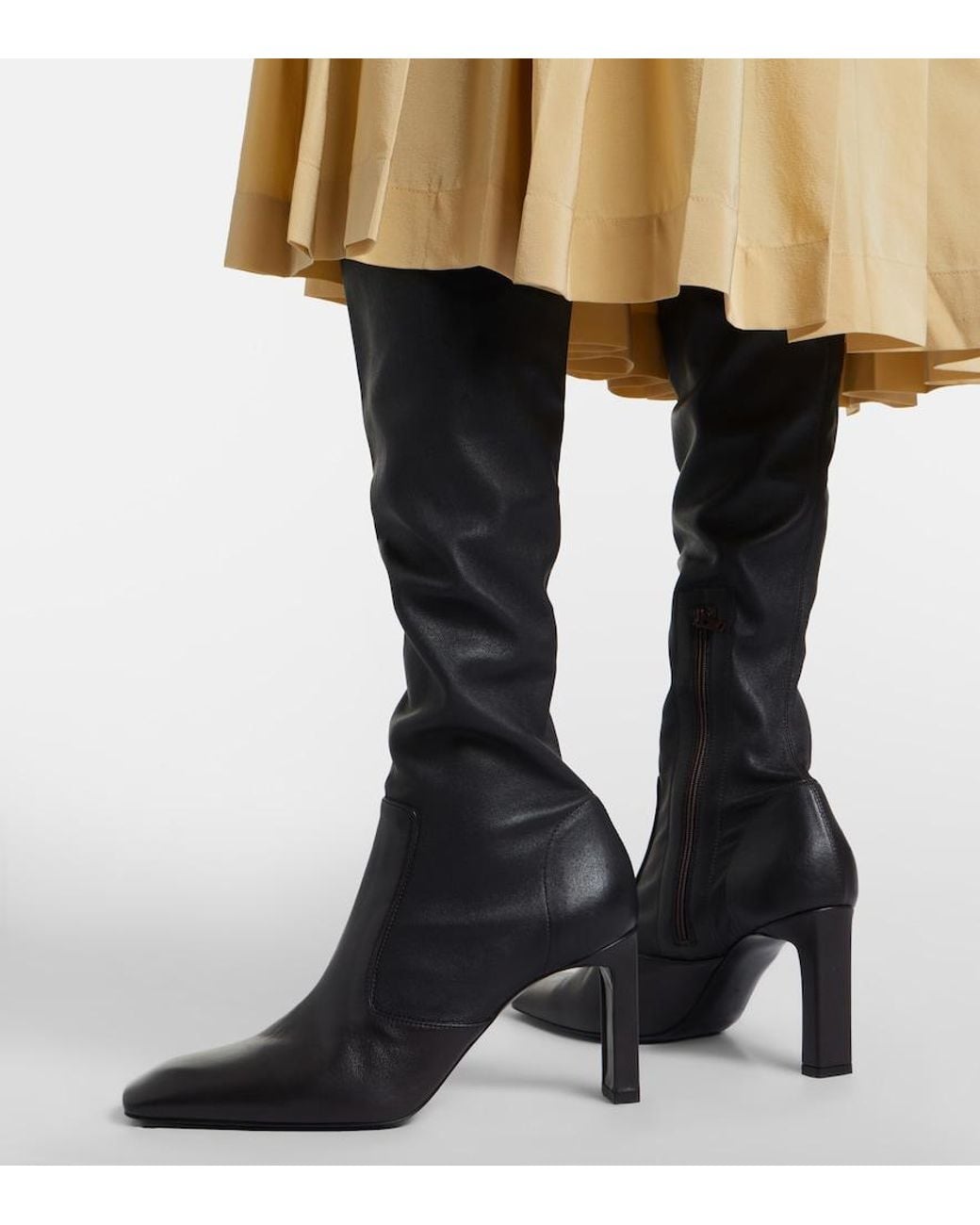 Totême Black Leather Over-The-Knee Boots