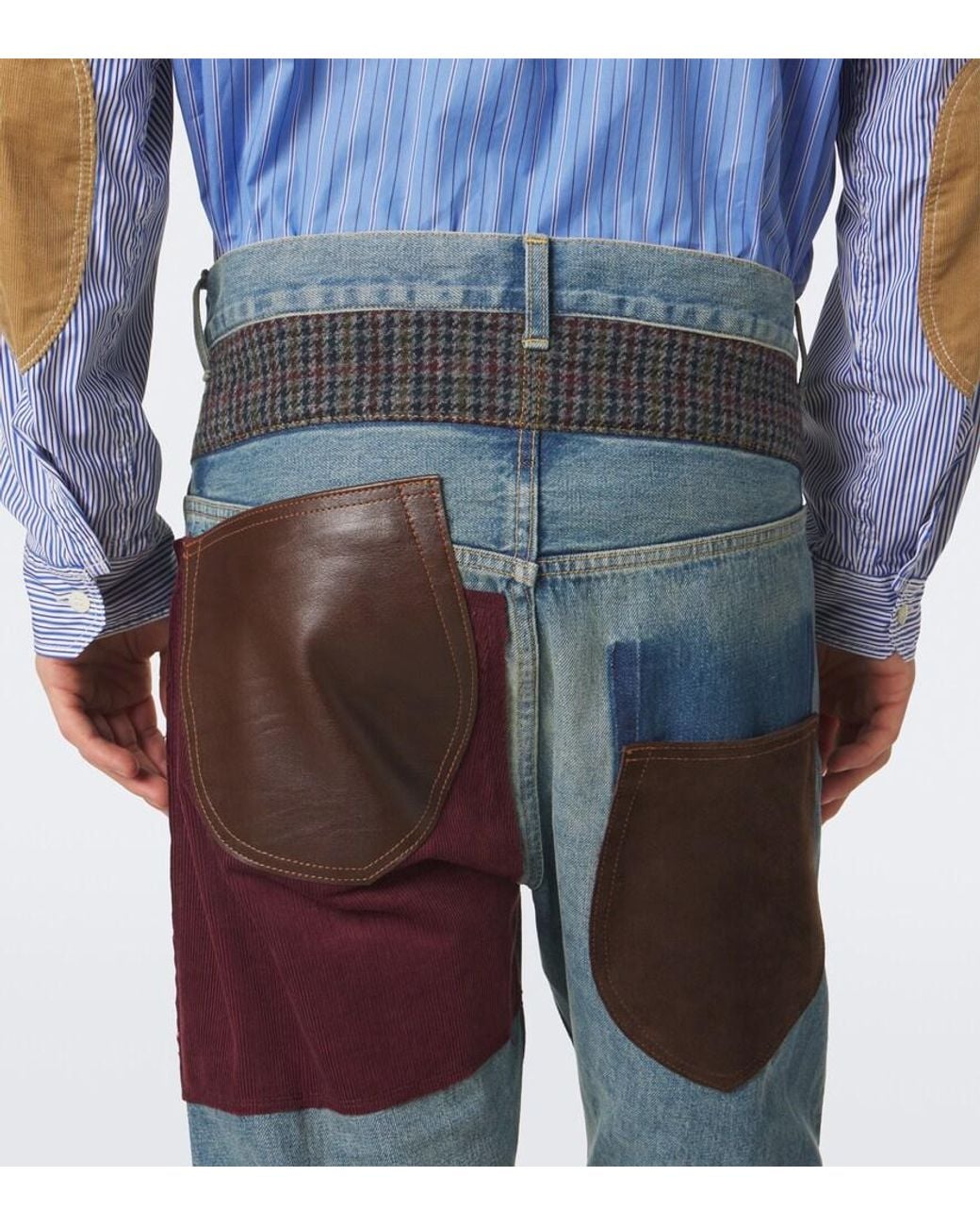Junya Watanabe Blue Patchwork Straight Jeans for men