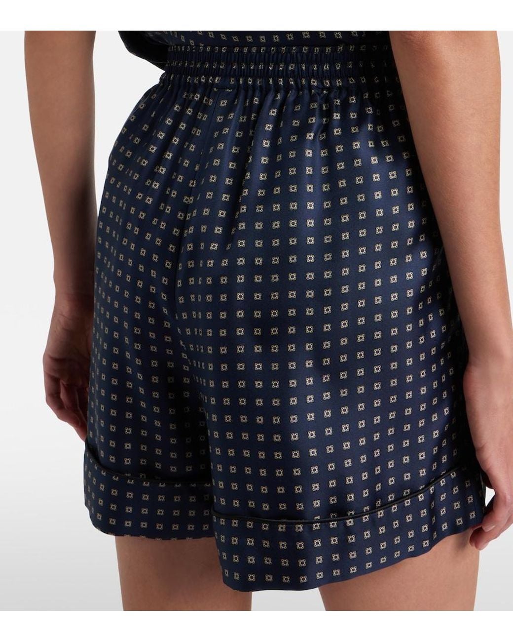 Saint Laurent Black Printed Silk Shorts