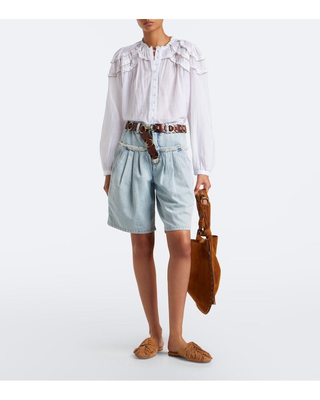 Aquazzura Brown Maverick Fringed Suede Mules
