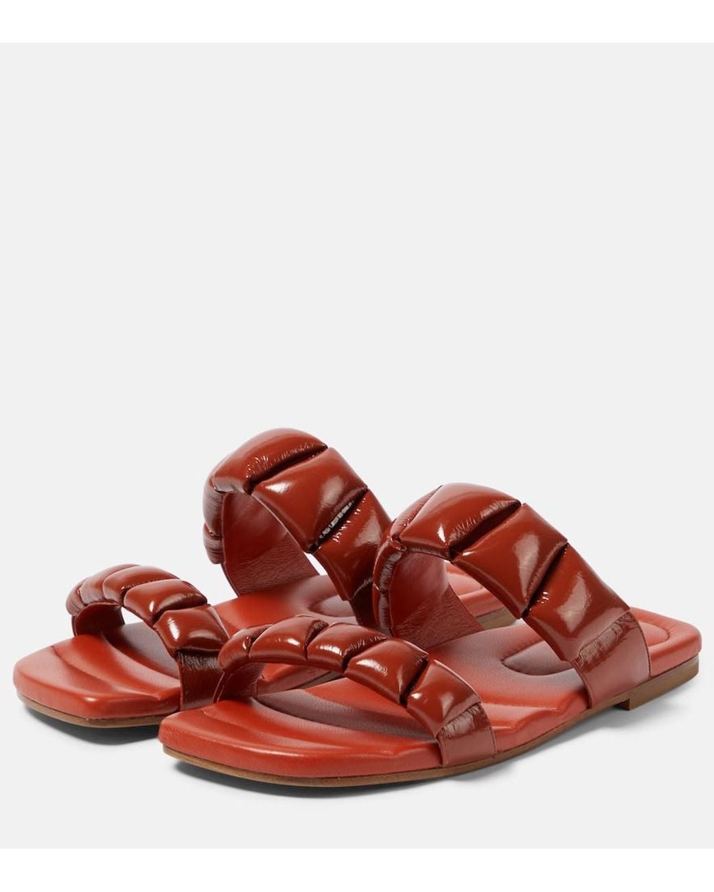 Dries Van Noten Red Leather Slides