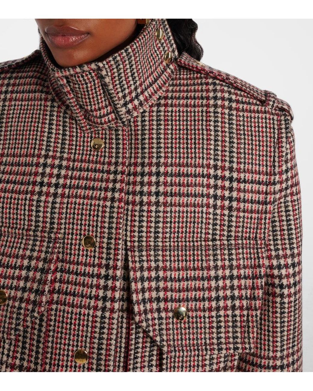 Patou Brown Checked Virgin Wool Jacket