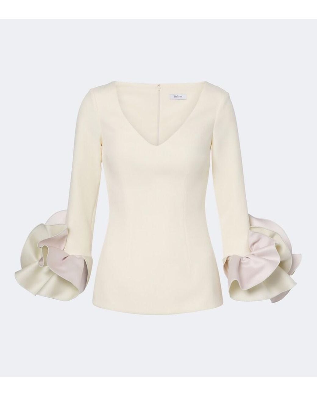 Safiyaa Natural Sintien Ruffled Crepe Top
