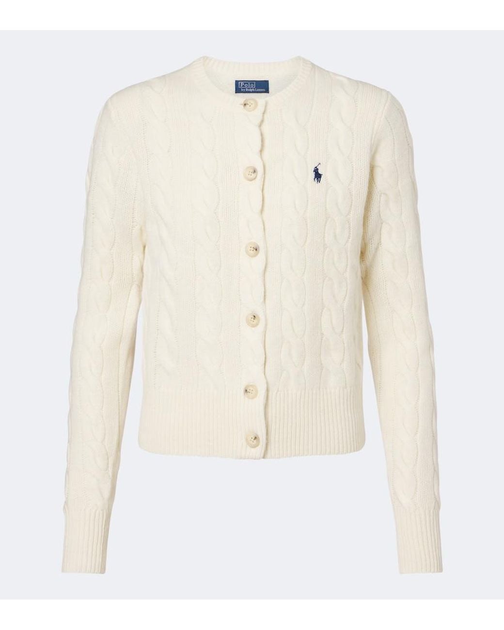 Polo Ralph Lauren Natural Cable-Knit Wool And Cashmere Cardigan