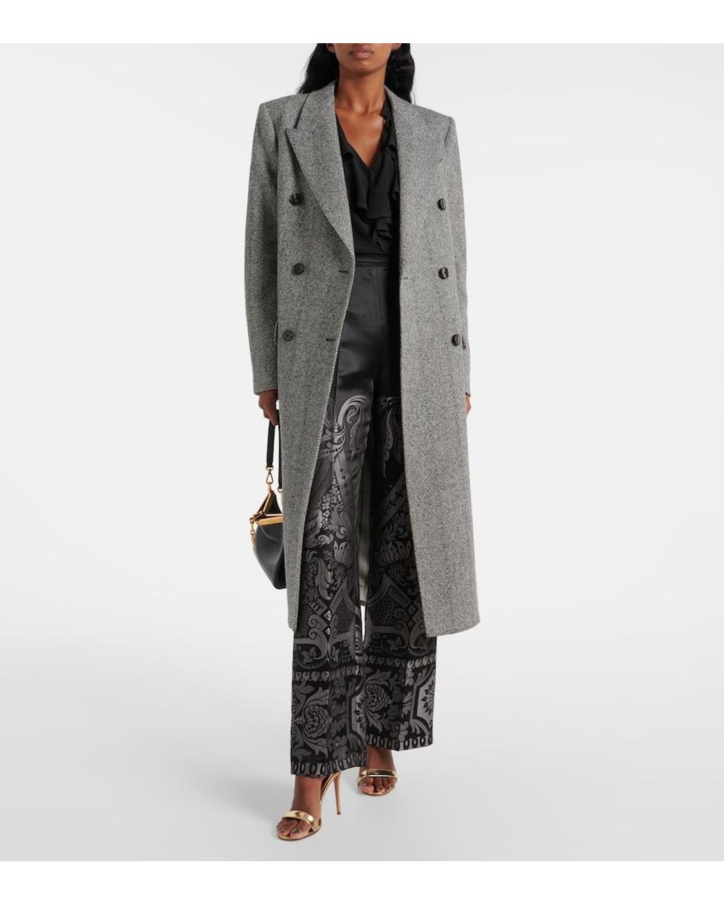 Etro Black Silk Jacquard Palazzo Trousers