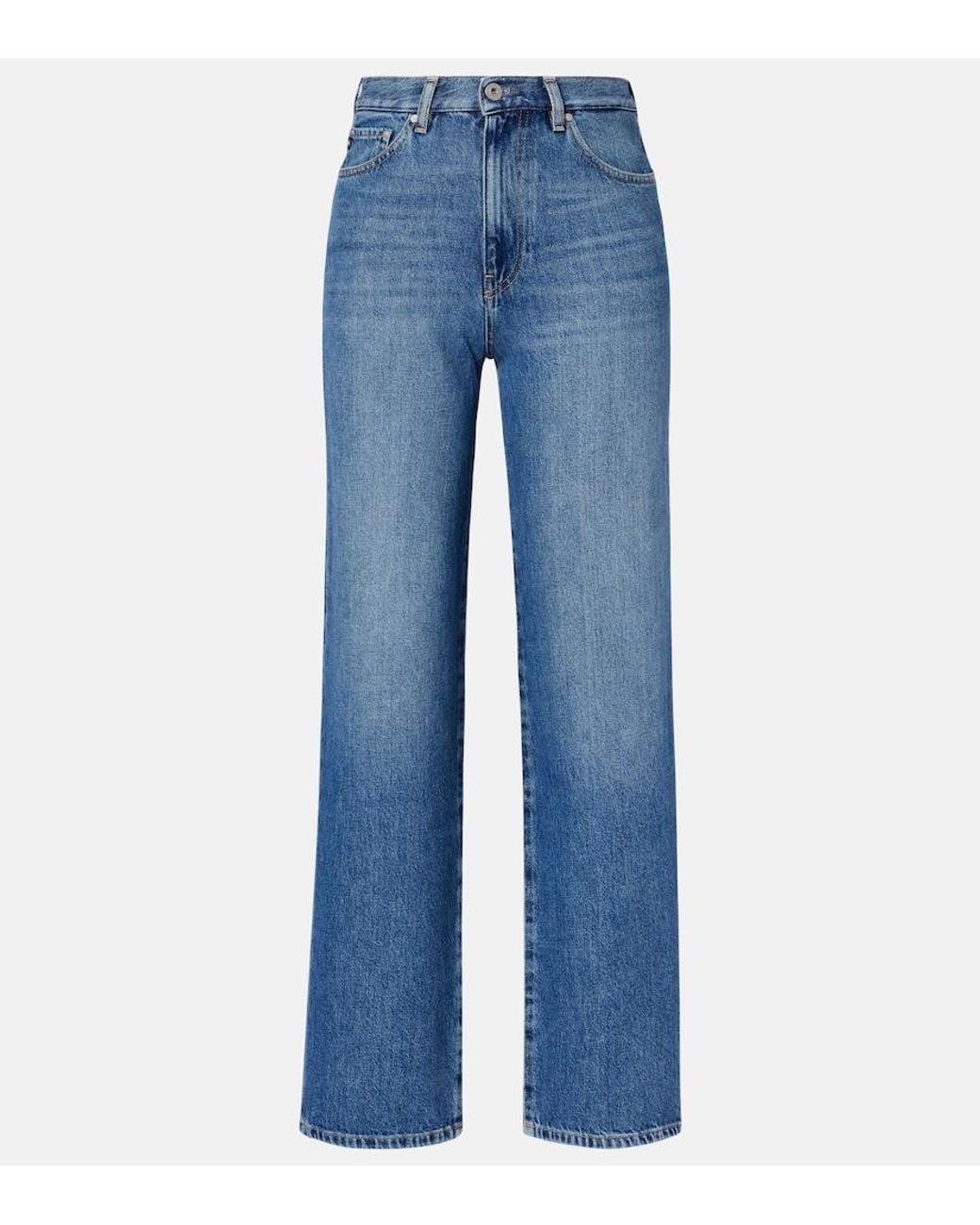AG Jeans Blue Kora Mid-Rise Wide-Leg Jeans