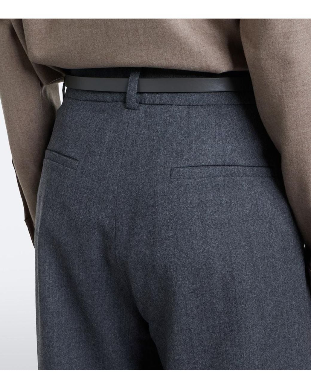 Max Mara Gray Wool-Blend Flannel Balloon Pants