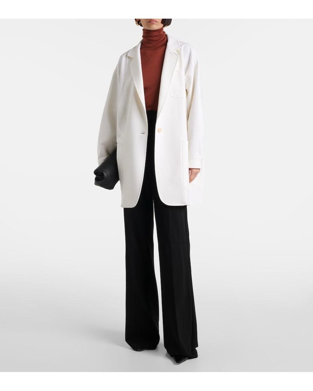 Max Mara White Orlaya Wool-Blend Blazer
