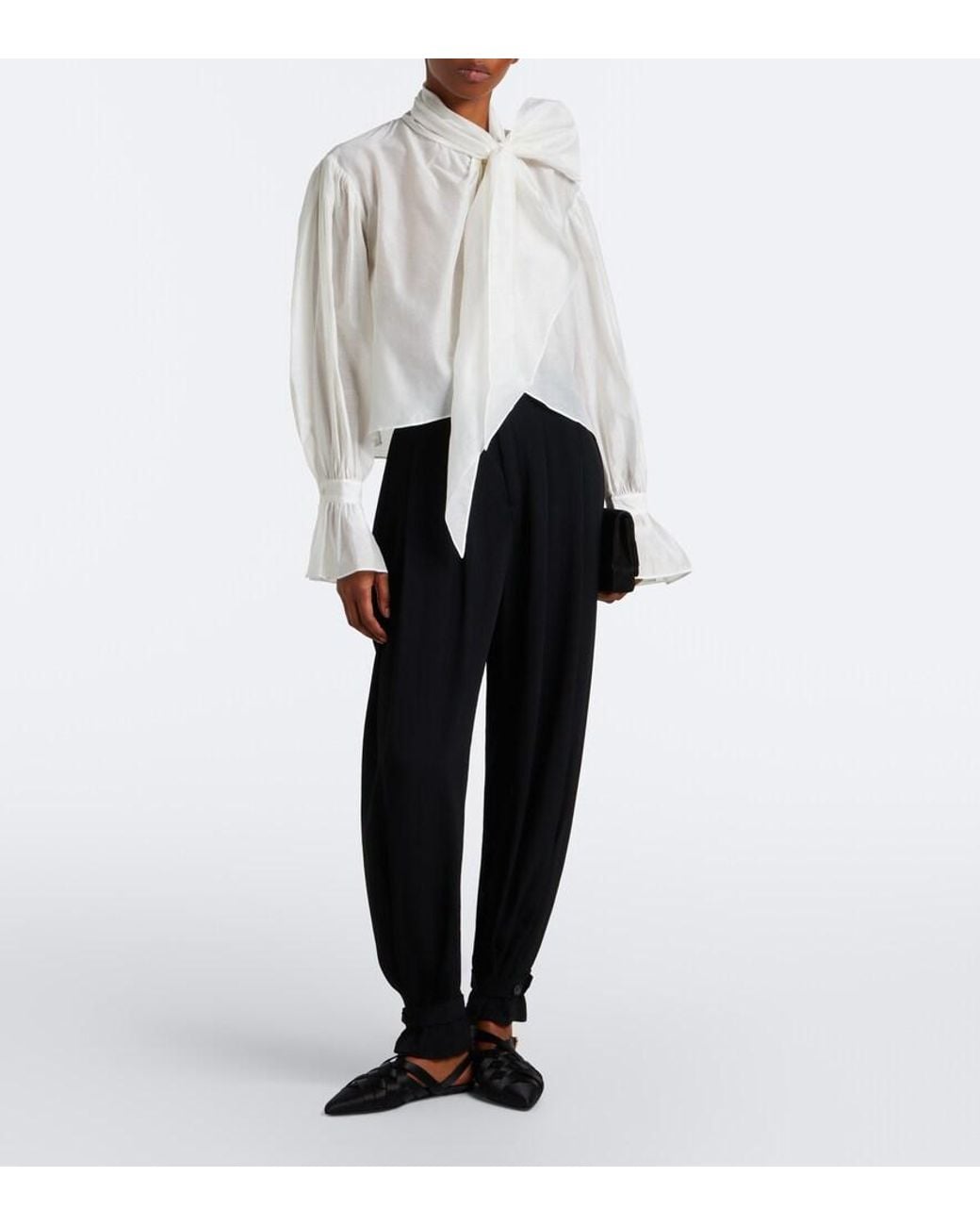 Polo Ralph Lauren White Tie-Detail Cotton And Silk Organdy Blouse
