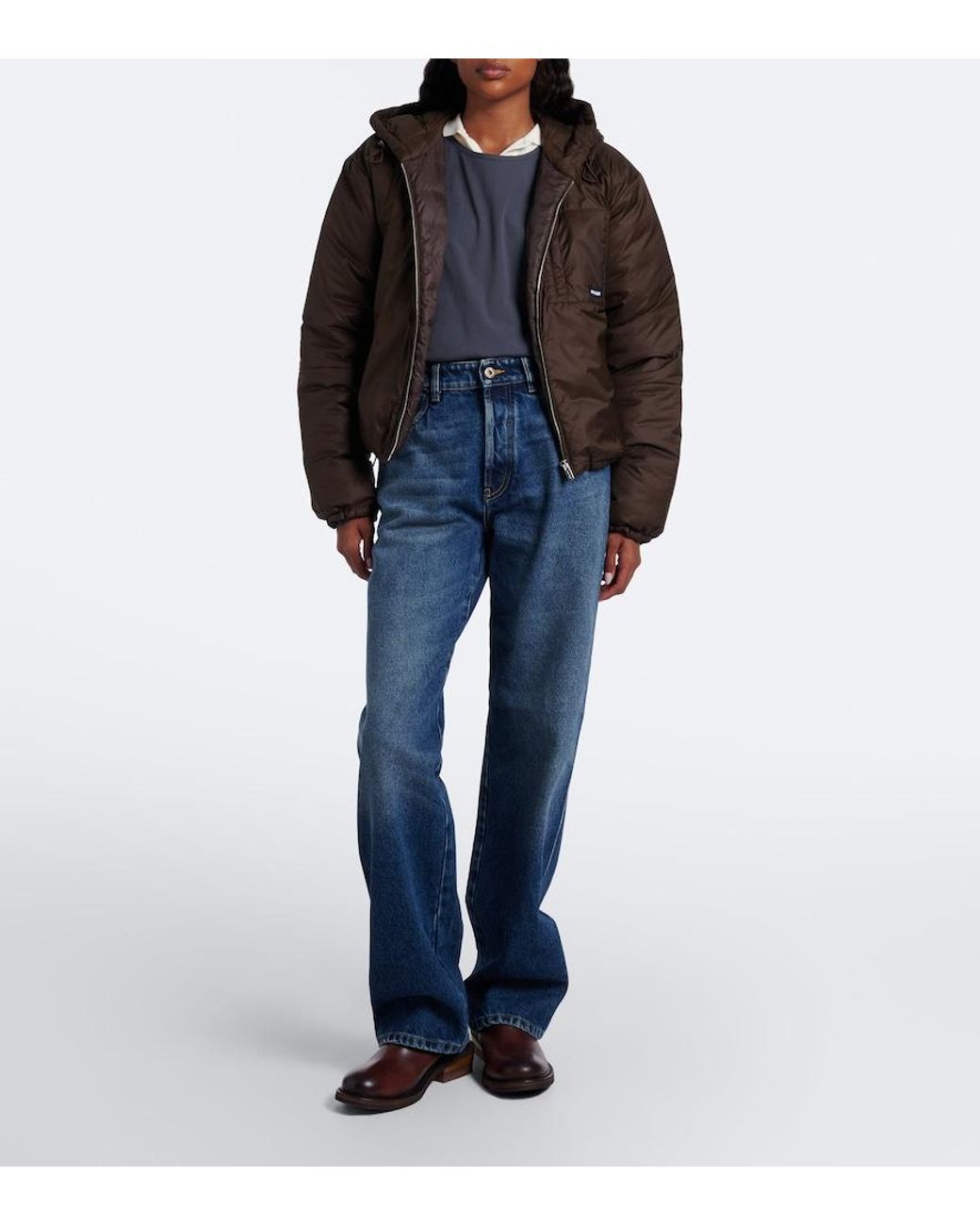Miu Miu Brown Hooded Puffer Jacket
