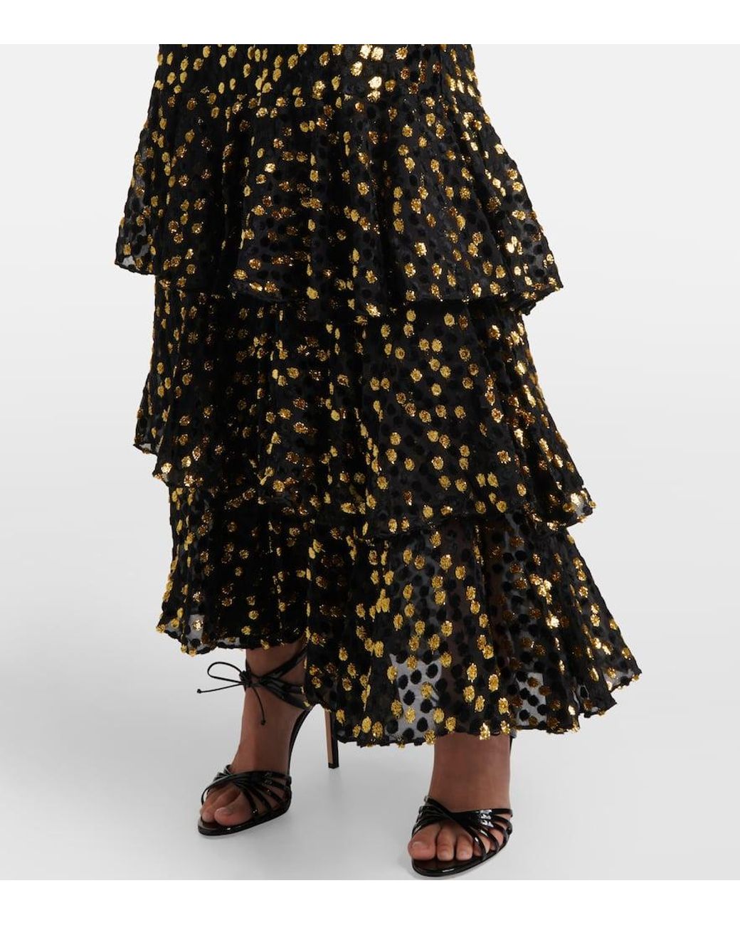 Rixo Green Amelle Embellished Tiered Maxi Dress