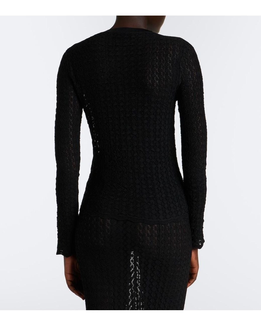 Saint Laurent Black Pointelle Top