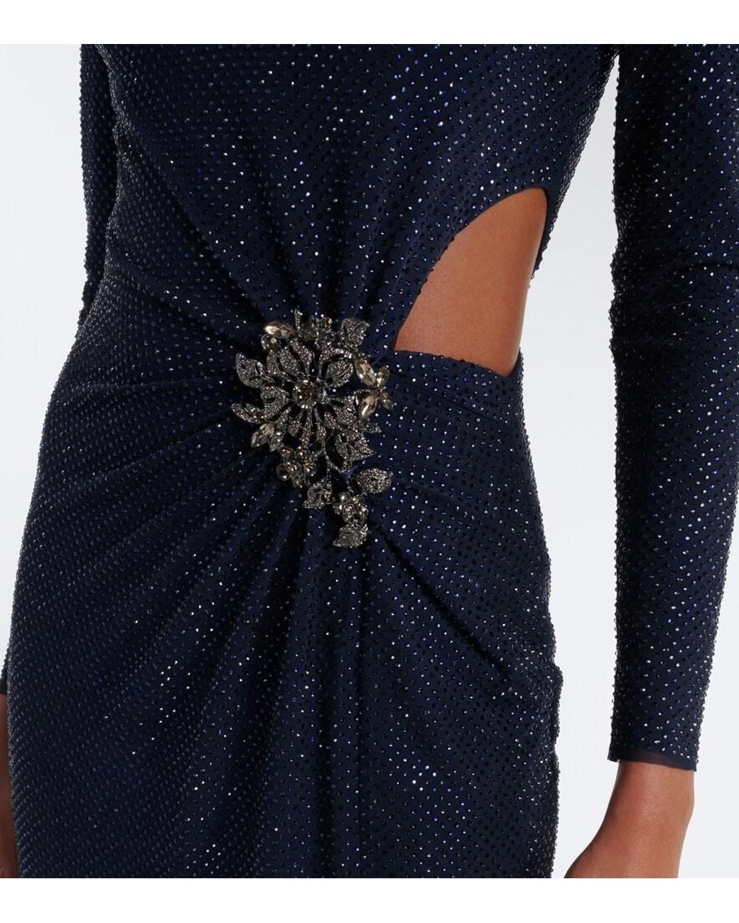 Self-Portrait Blue Cutout Embellished Gathered Gown