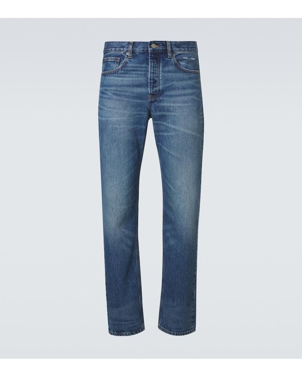 FRAME Blue Mid-Rise Straight Jeans for men