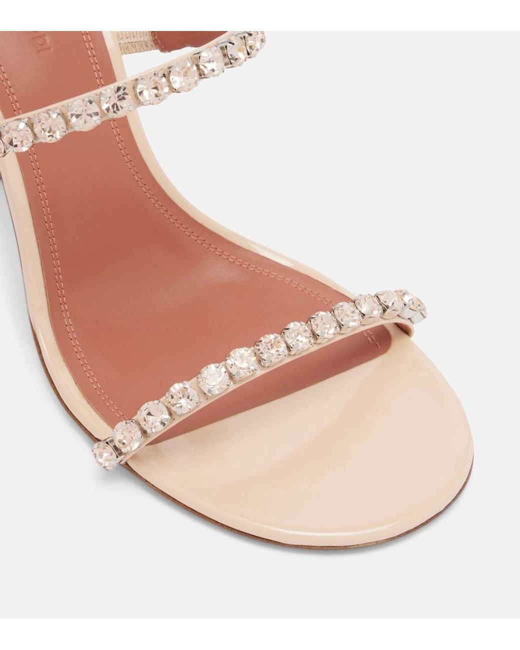 AMINA MUADDI Pink Gigi Crystal-Embellished Leather Sandals