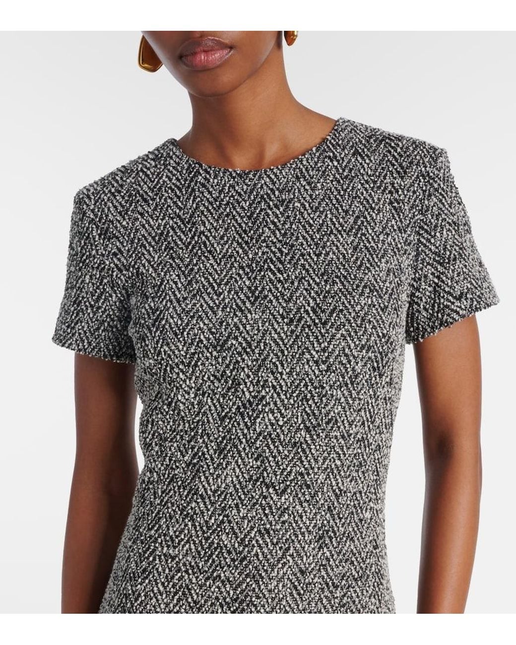 Max Mara Gray Giugno Cotton And Wool-Blend Midi Dress