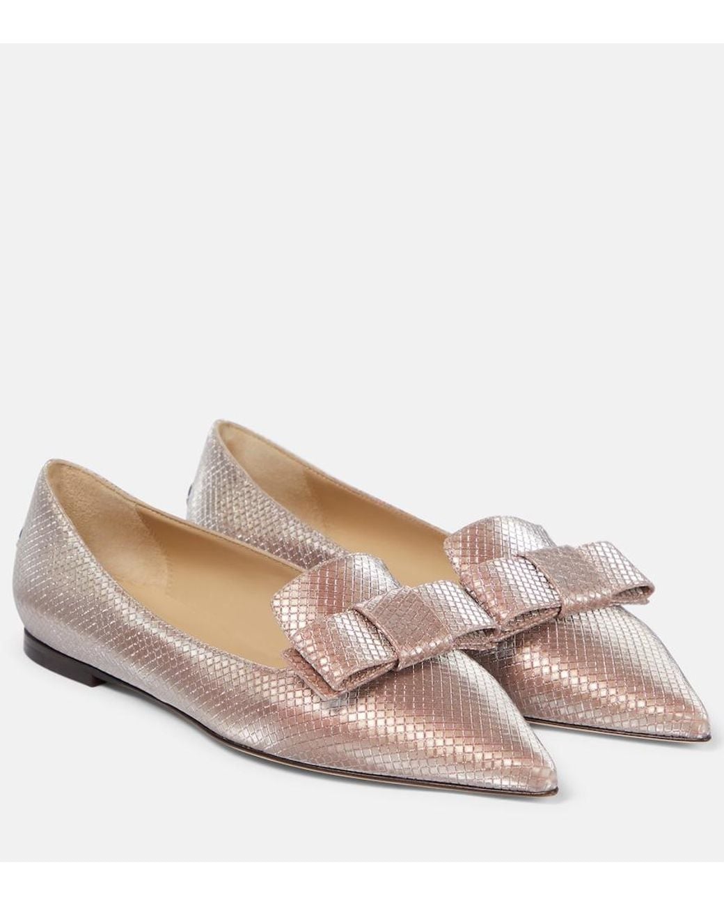 Jimmy Choo Pink Gala Bow-Embellished Ballet Flats