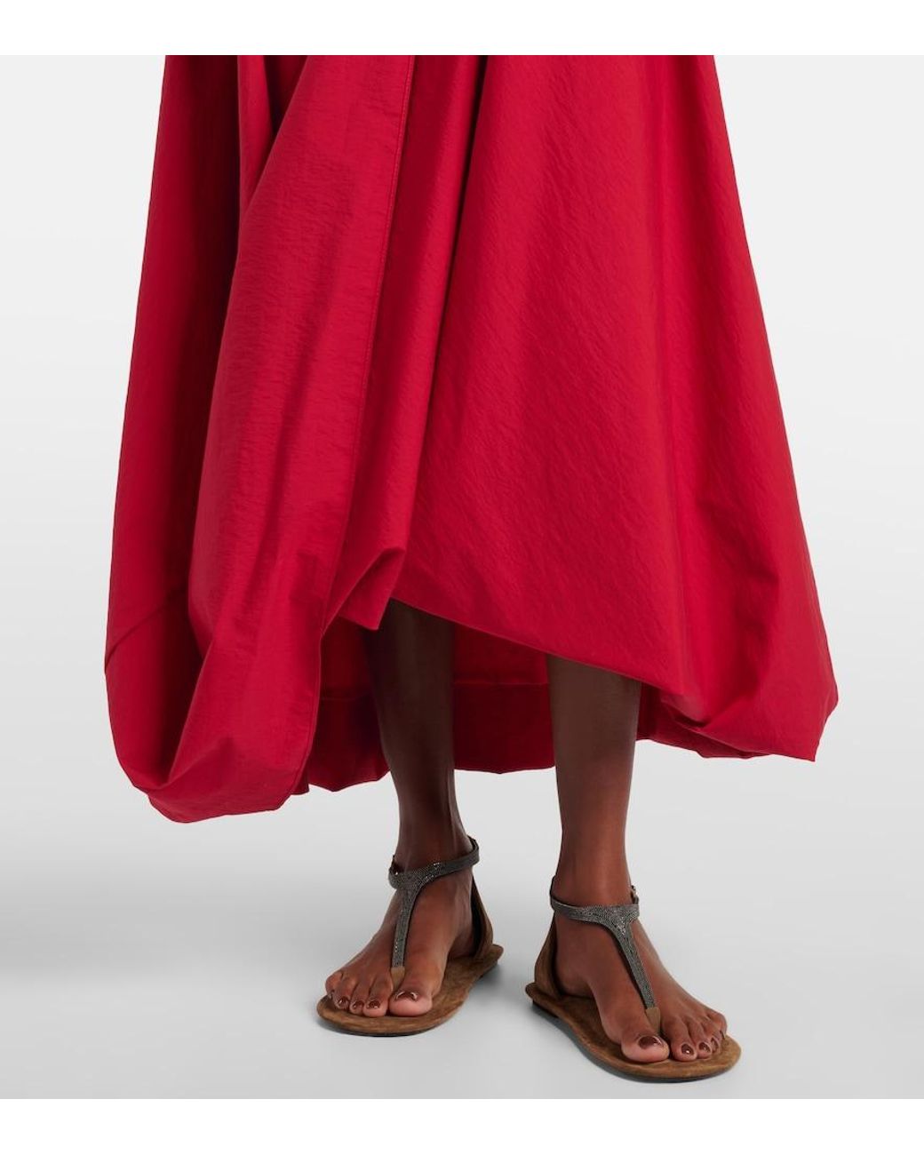 Brunello Cucinelli Red Cotton Skirt