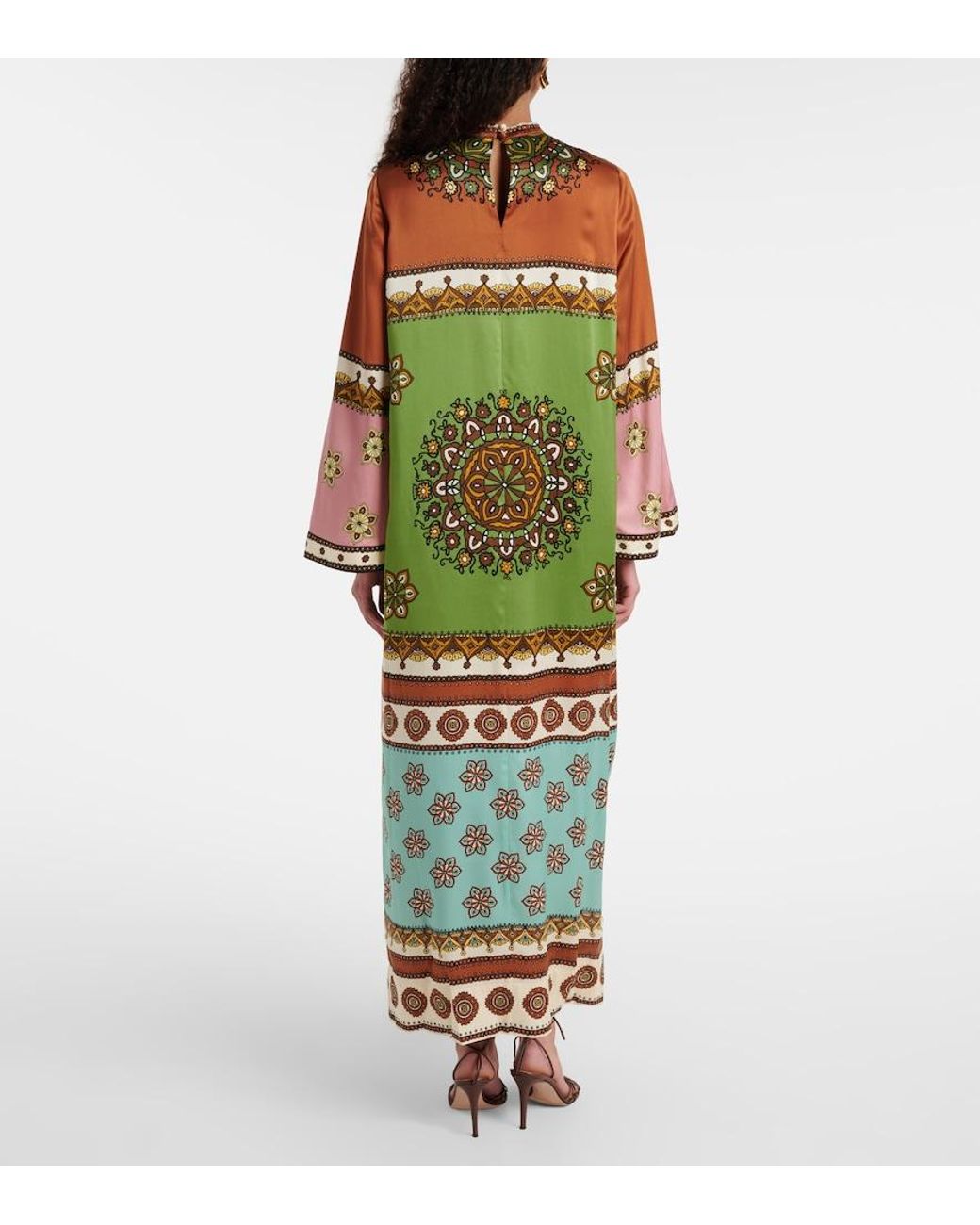 ALÉMAIS Green Contina Silk Maxi Dress