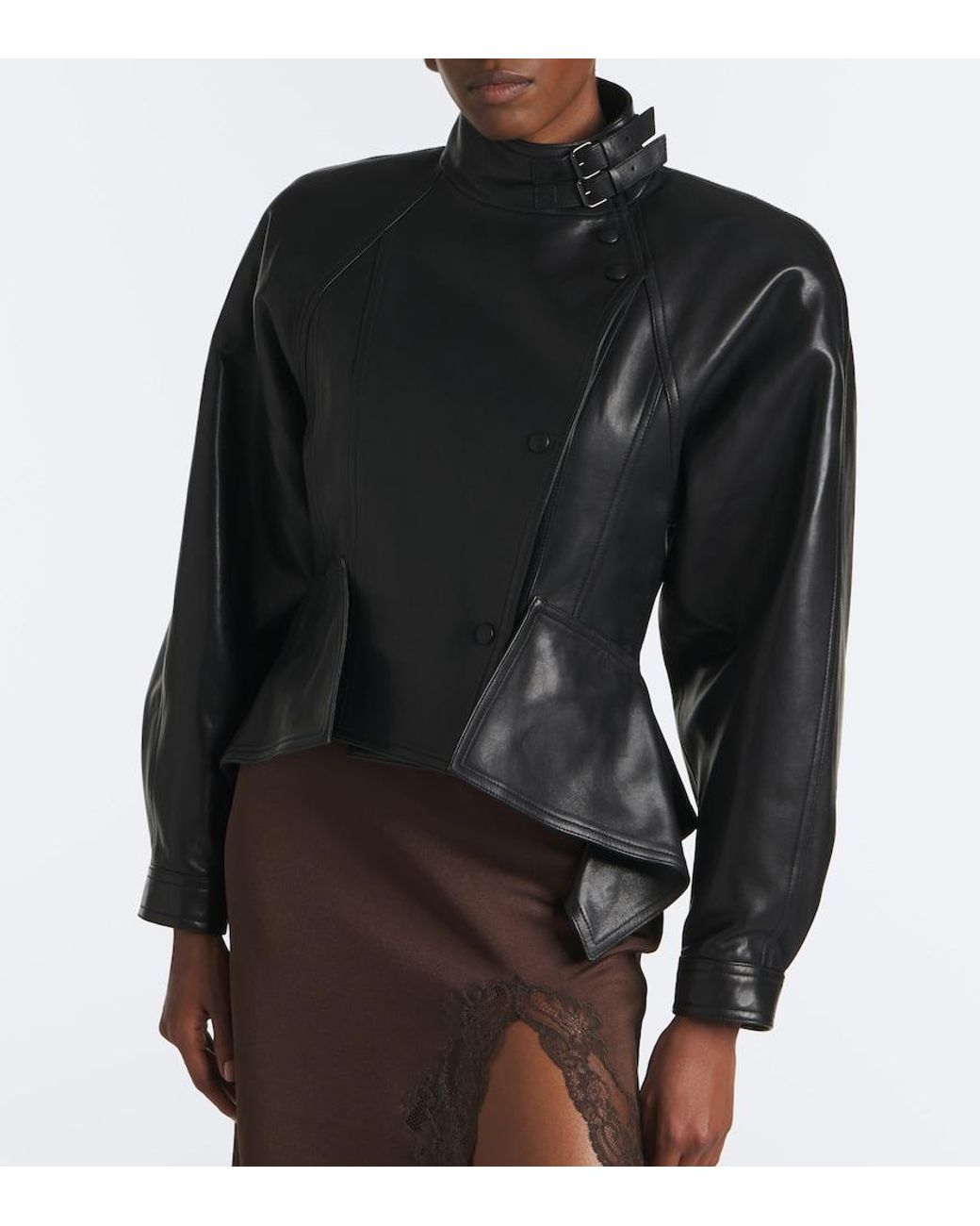 Balmain Black Asymmetric Leather Jacket