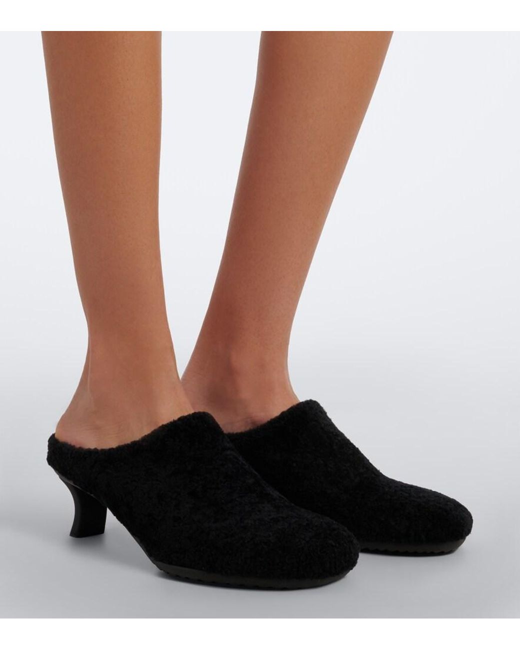 Loewe Black Dive Shearling Mules