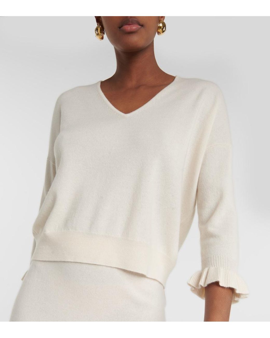 Jardin Des Orangers Natural Frill-Trimmed Wool And Cashmere Sweater