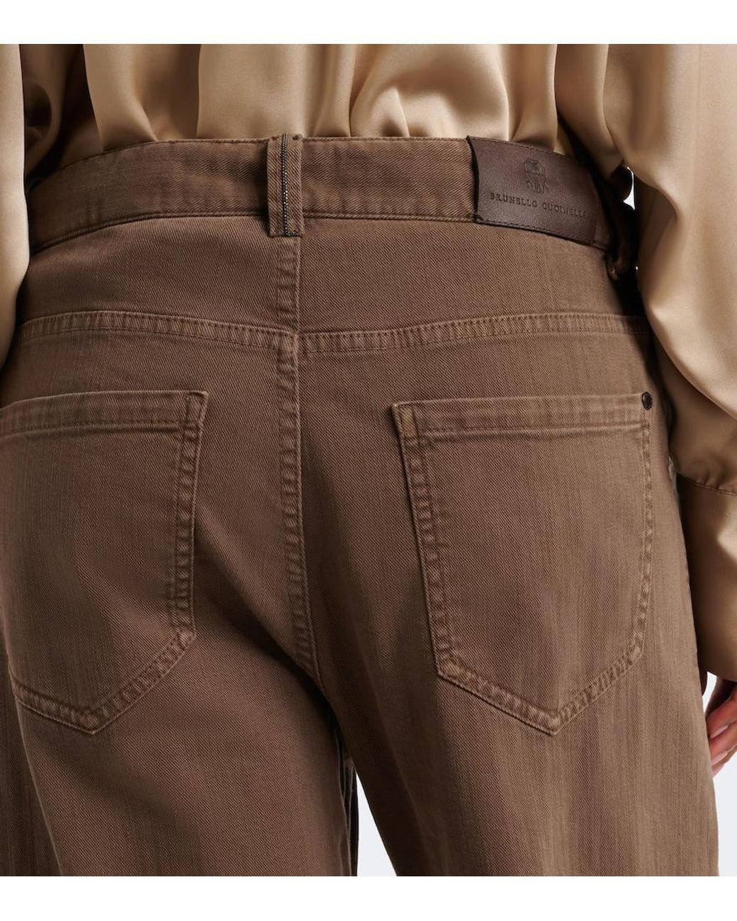 Brunello Cucinelli Brown Monili Wide-Leg Jeans