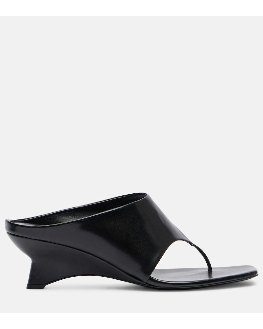 Khaite Black Marlow 55 Leather Thong Sandals
