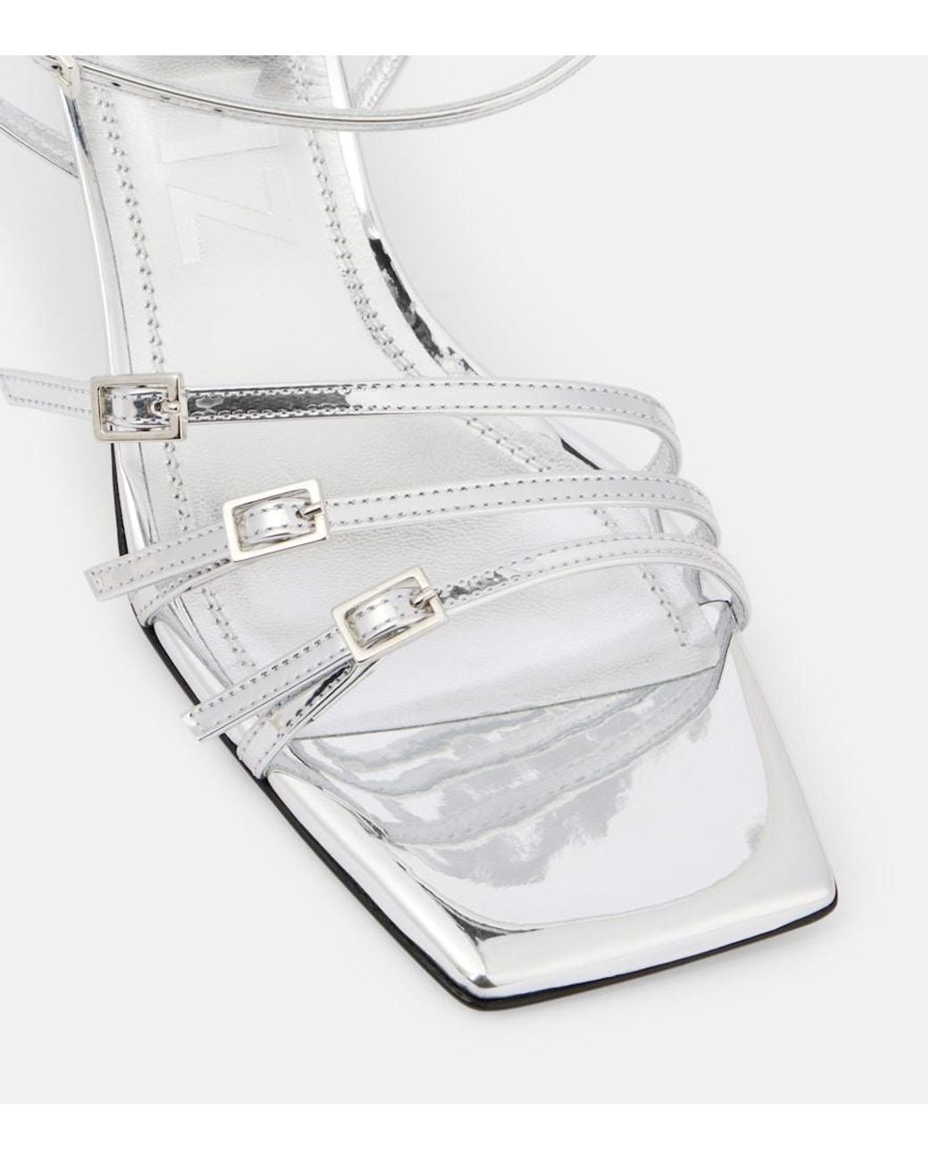 Souliers Martinez White Teresa 60 Metallic Leather Sandals