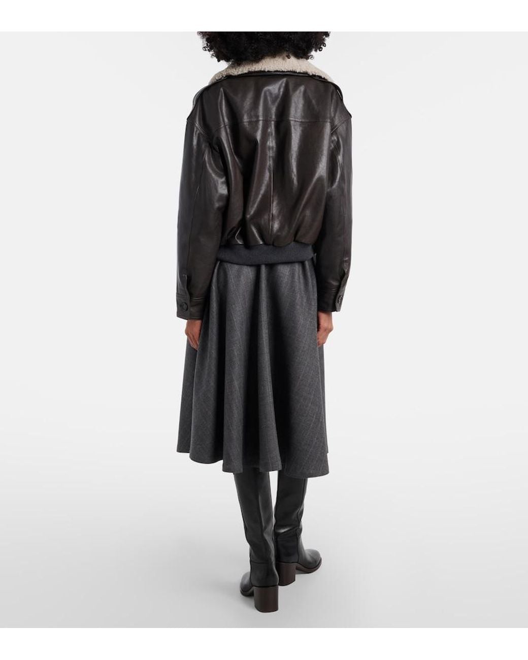 Brunello Cucinelli Gray Virgin Wool Midi Skirt