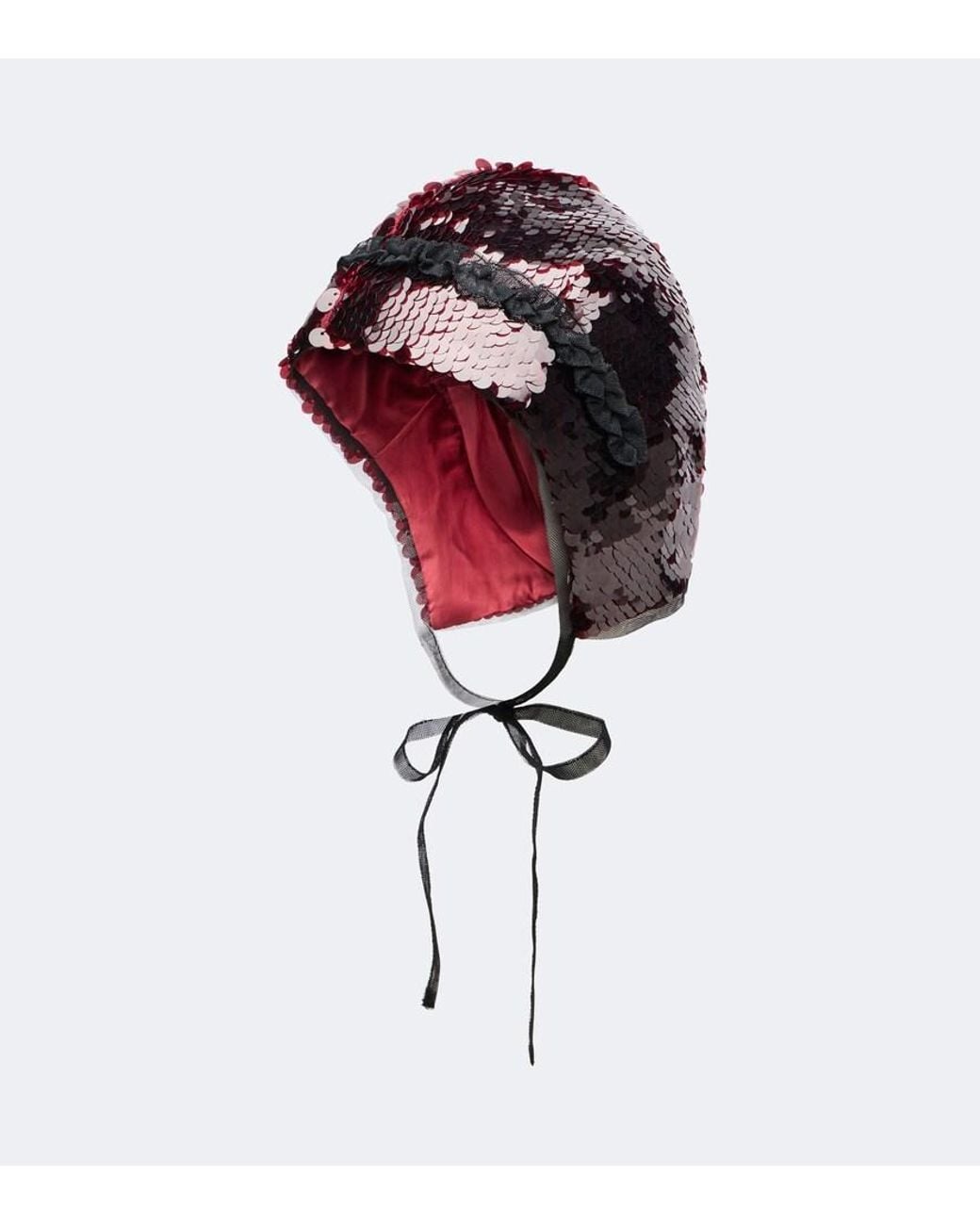 Simone Rocha Red Sequined Tulle-Trimmed Hood